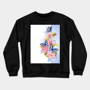 Design with Pink Roses Crewneck Sweatshirt